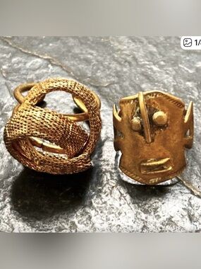 Artisanal Gold-Tone Rings - Levant Travel Finds | Set of 2 (OSFA)